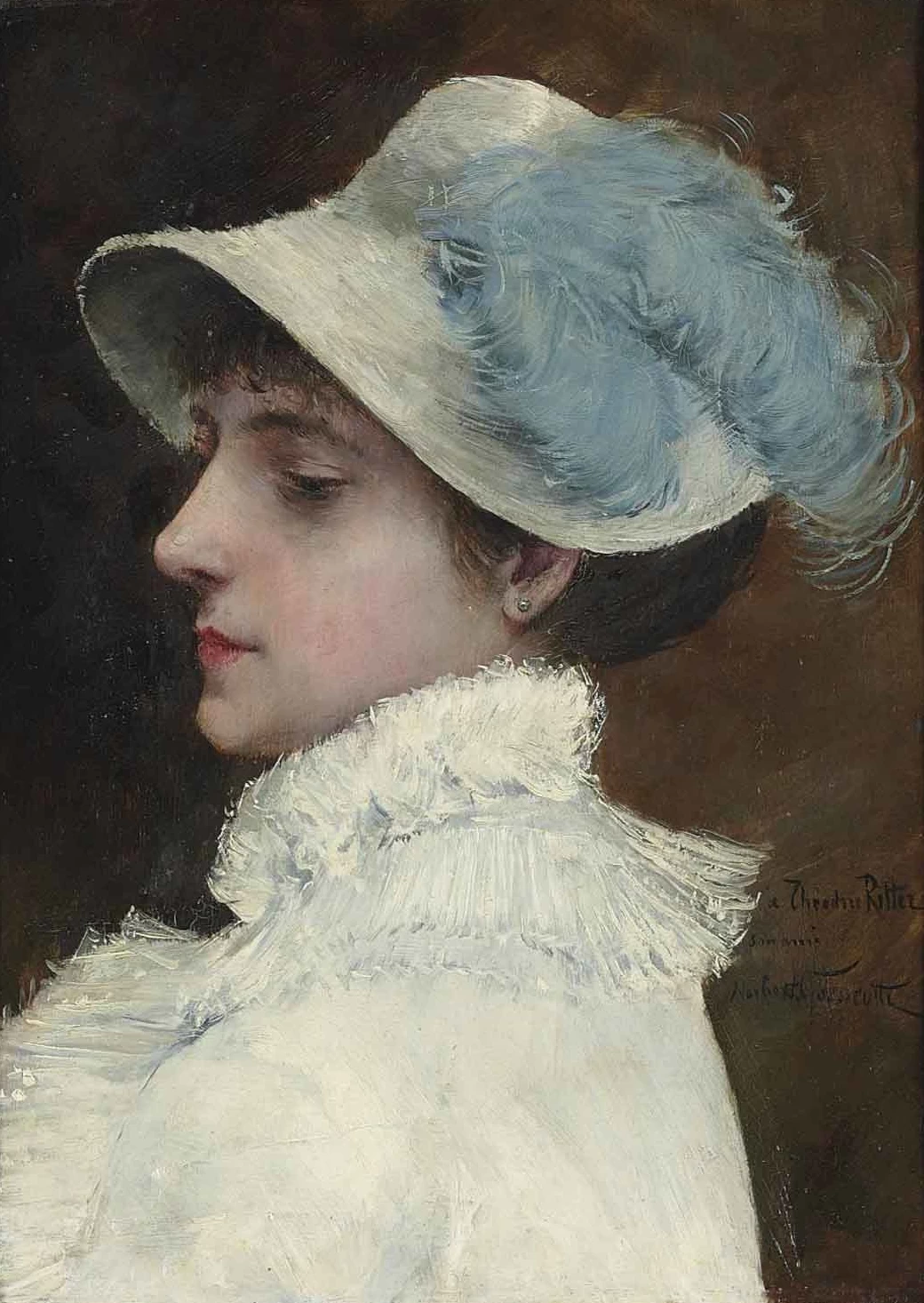 Norbert Gœneutte - Donna con la piuma blu